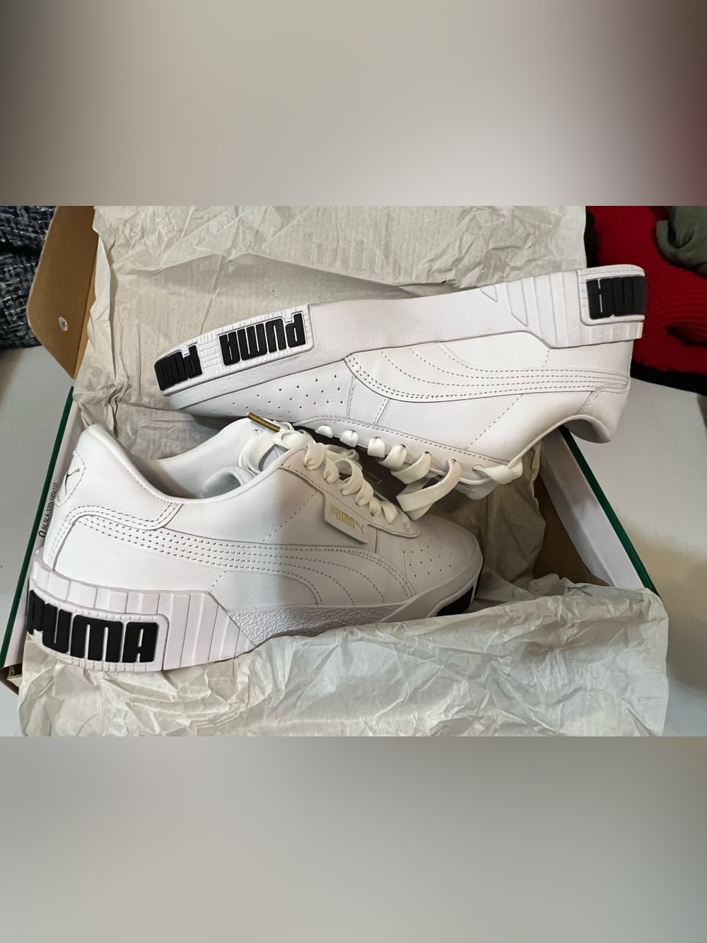 PUMA Cali Bold White Metallic Gold Platform Sneakers Women’s 10